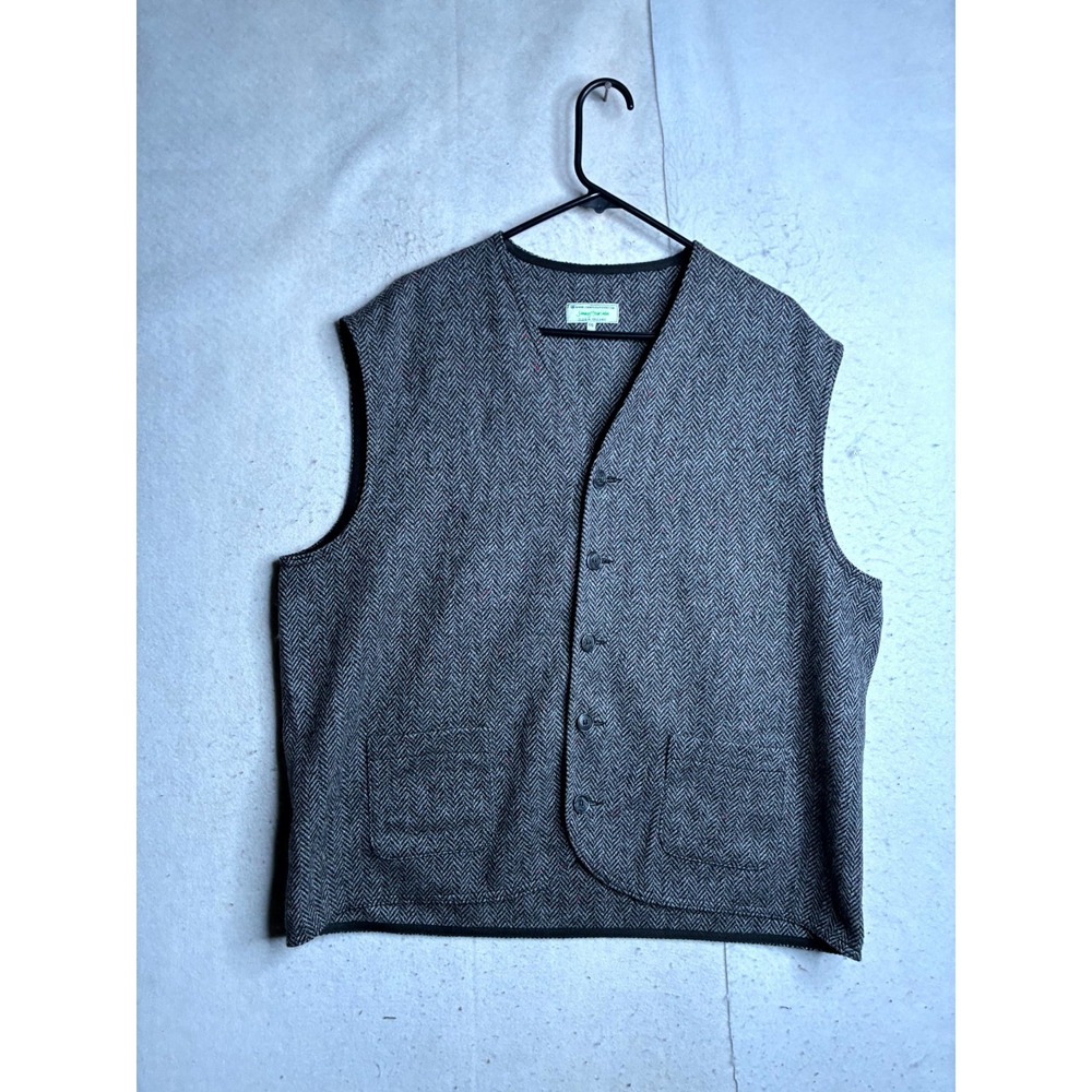 Jimmy Hourihan Waistcoat Mens 2XL Gray Tweed Donegal Herringbone V Neck Formal